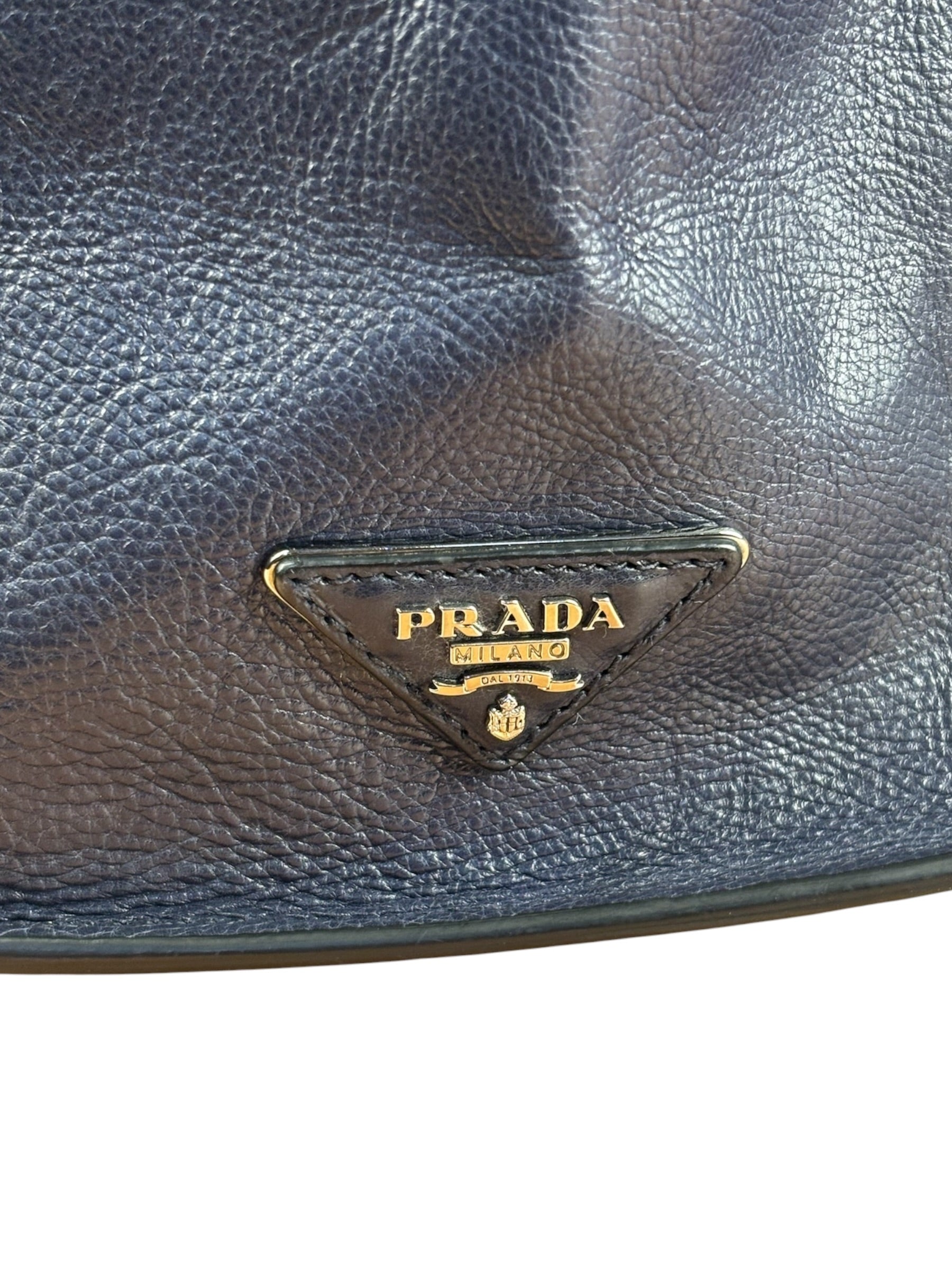 Prada Vintage Muted Blue Leather Glace 2Way Handbag