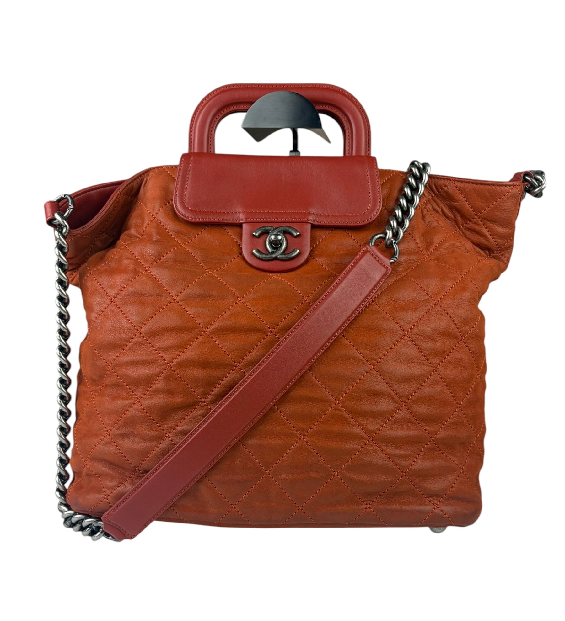 Chanel Orange Quilted Leather Large In The Mix Shopping Two-Way Tote 2011