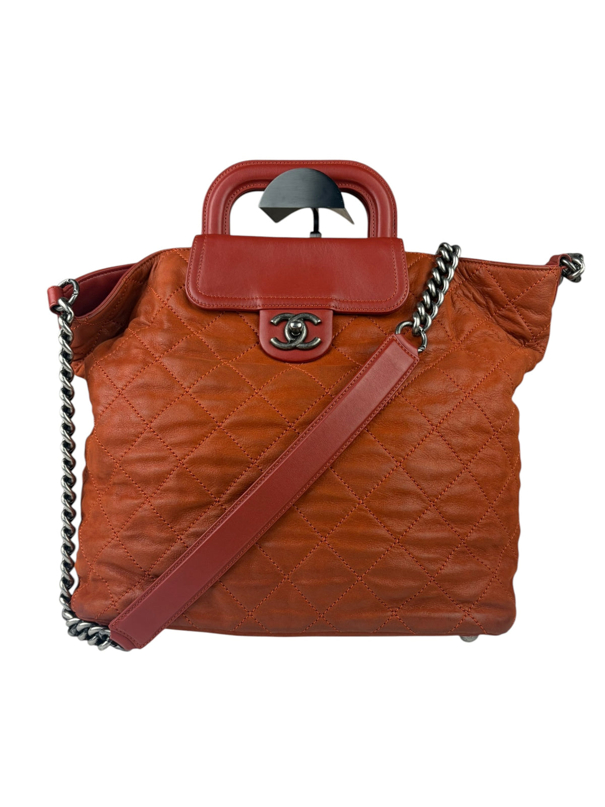 Chanel Orange Quilted Leather Large In The Mix Shopping Two-Way Tote 2011