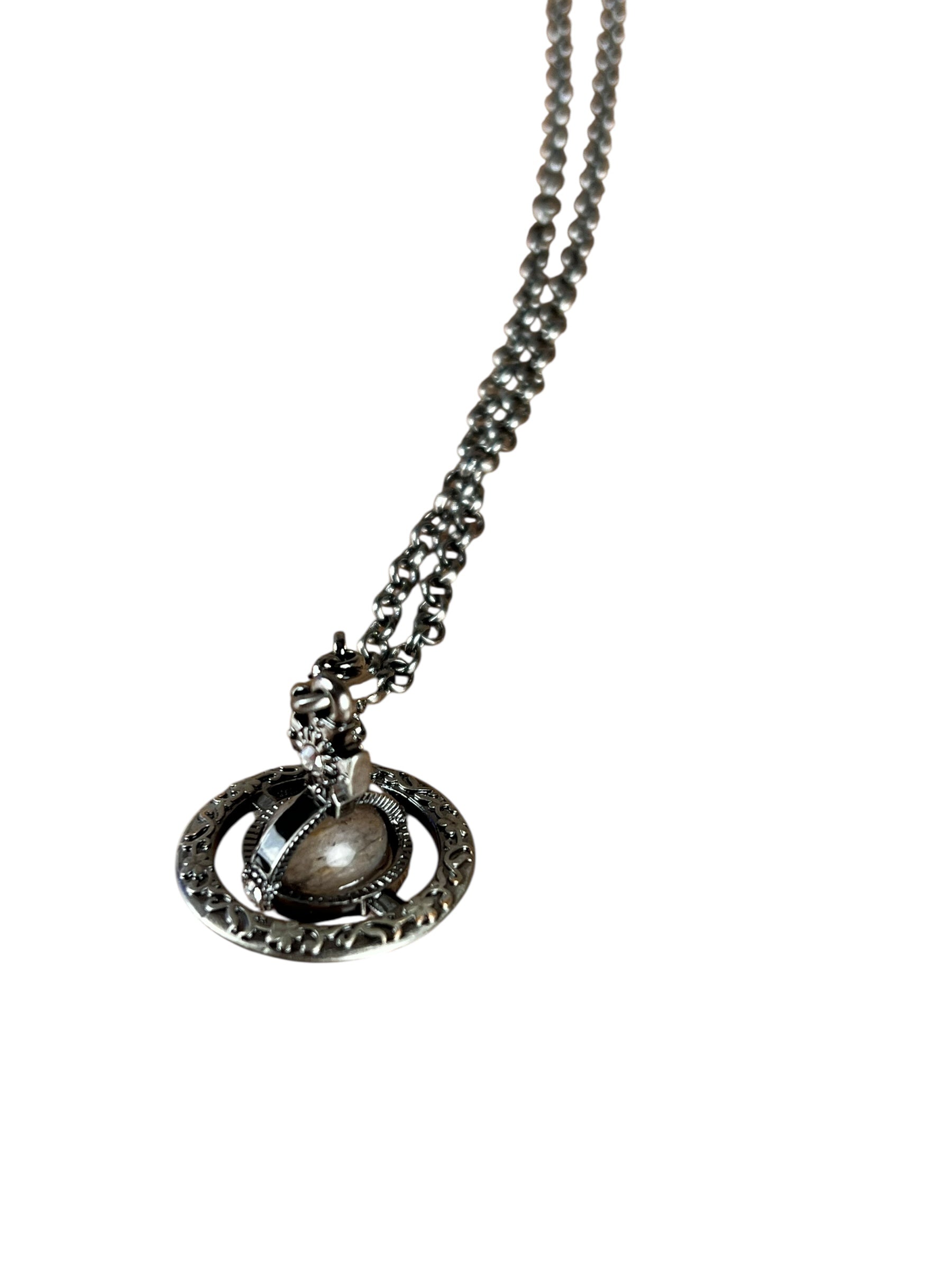Vivienne Westwood Gunmetal 3D Marble Orb Necklace