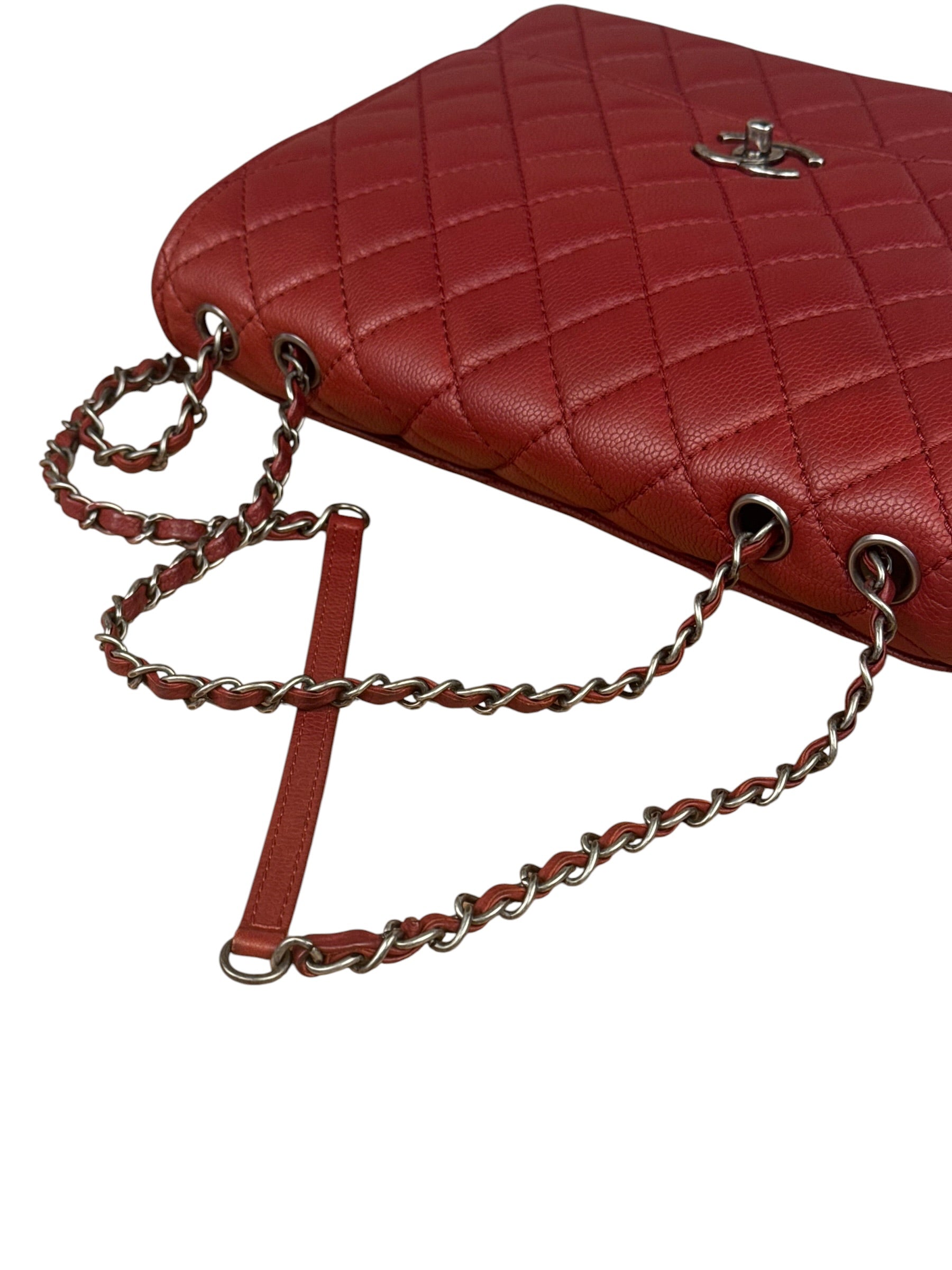 Chanel Red Caviar Leather Maxi Chain Flap Bag 2014