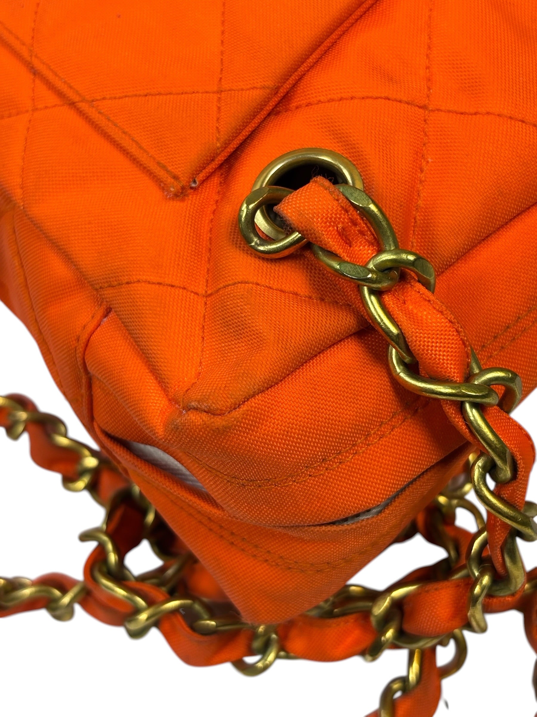 Chanel Orange Quilted Nylon Classic Jersey Camera Bag 2012
