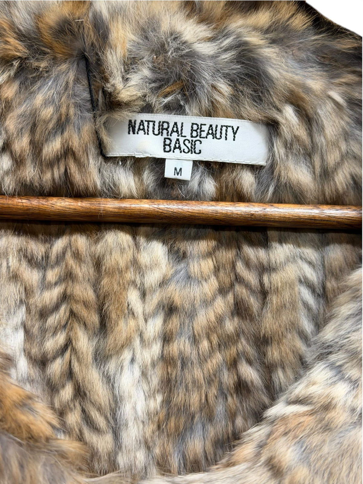 Vintage Natural Beauty Basic Mixed Woven Rabbit Fur Coat