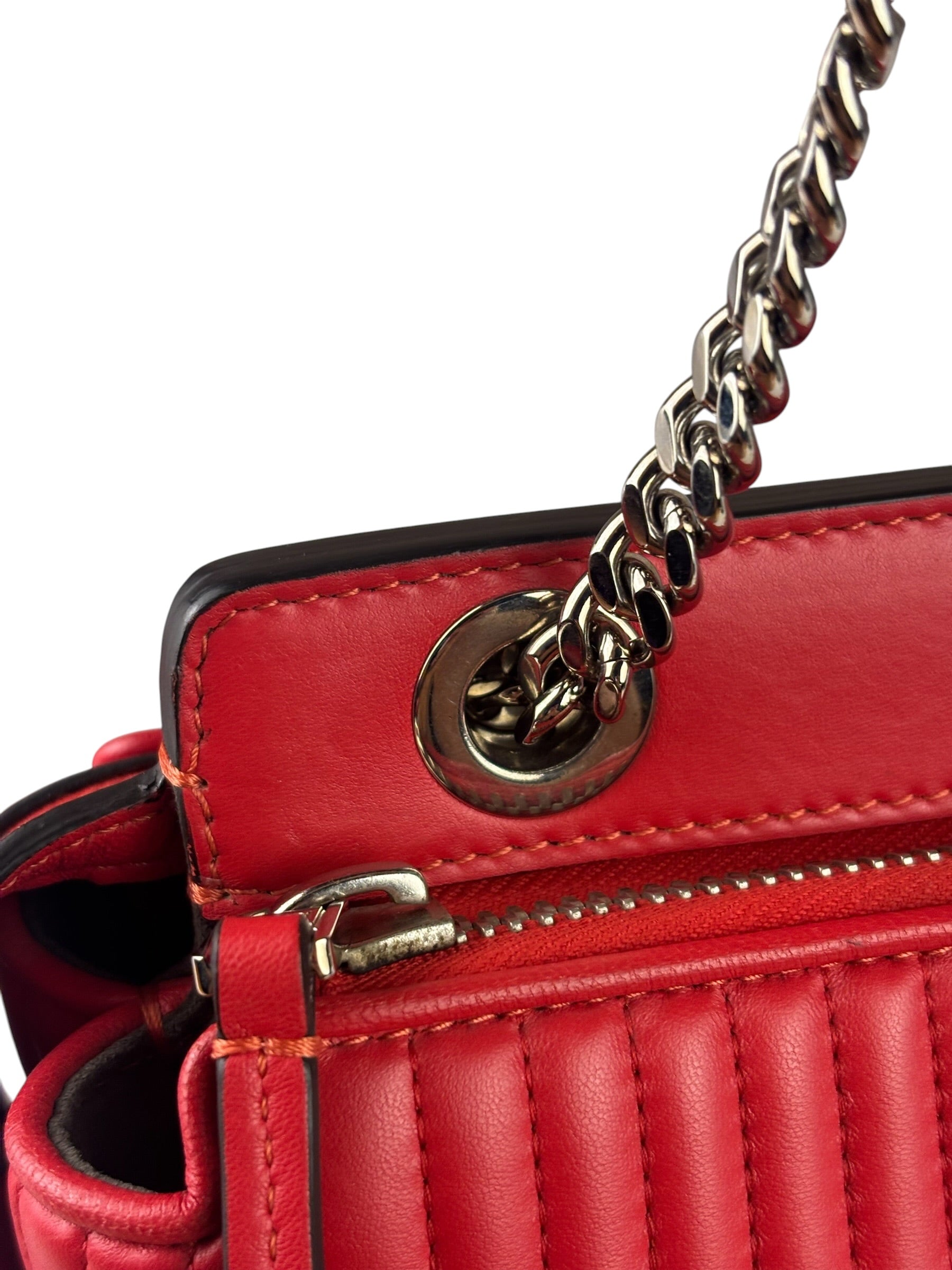 Fendi Vintage Red Calfskin Potcom Click Small Shoulder Bag