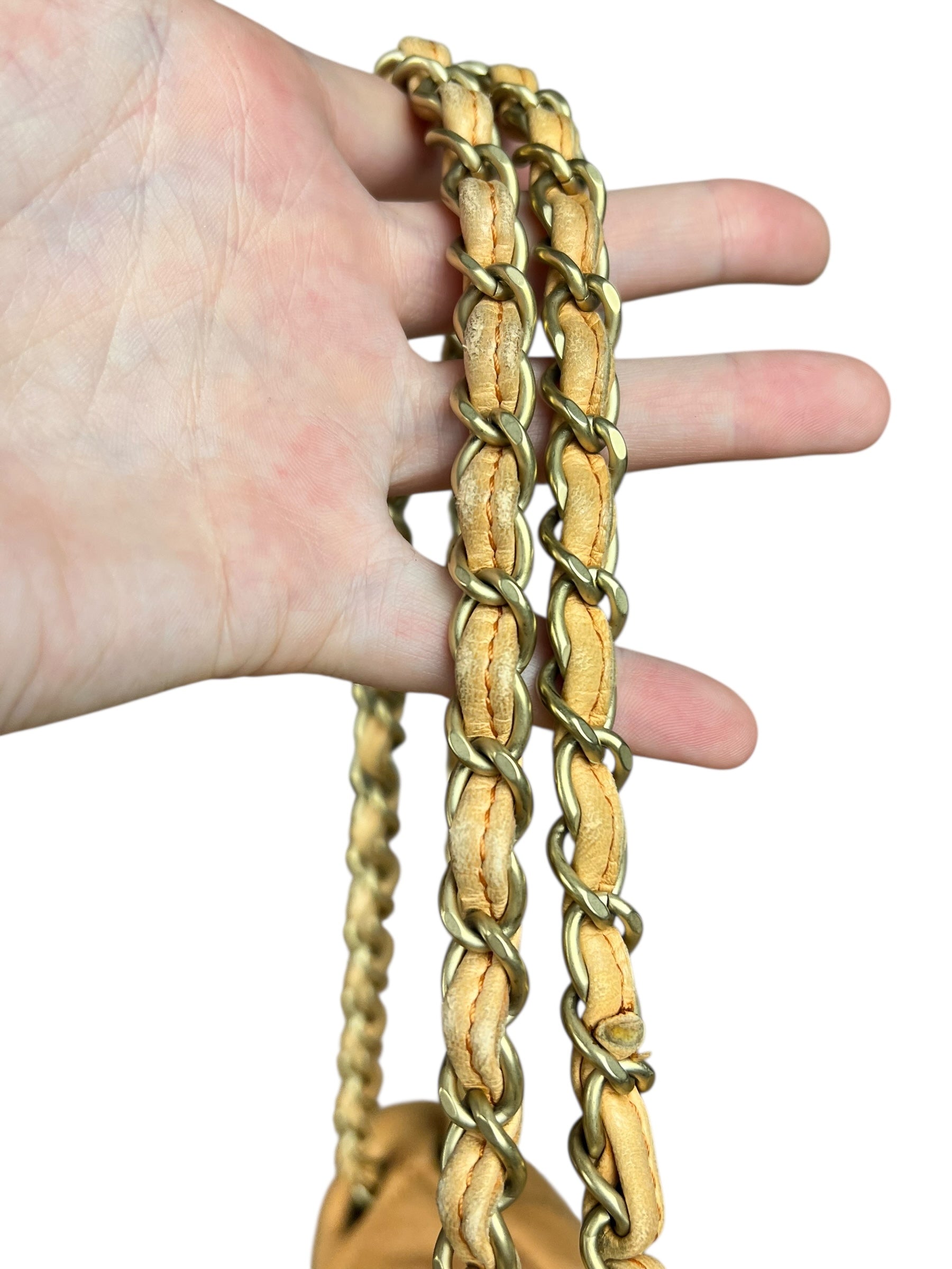 Chanel CC Flap Bag Peach Jersey Quilt