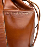 Celine Vintage Brown Leather Cinch Bucket Crossbody Bag