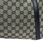 Gucci Black Leather Trim GG Supreme Hobo Bag