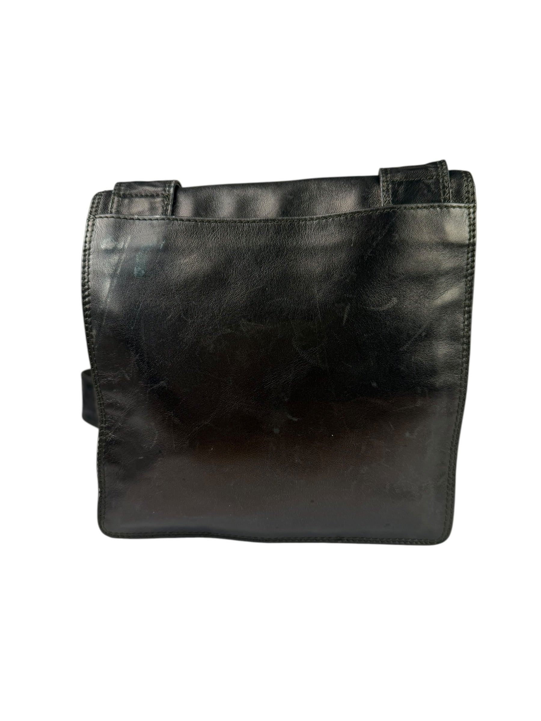 Chanel Vintage Metallic Bronze Lambskin Logo Messenger Bag 1997