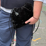 Fendi Black Faux Fur/Leather Trim Pouch