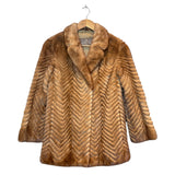 Rotiny Vintage Brown Chevron Mink Fur Coat