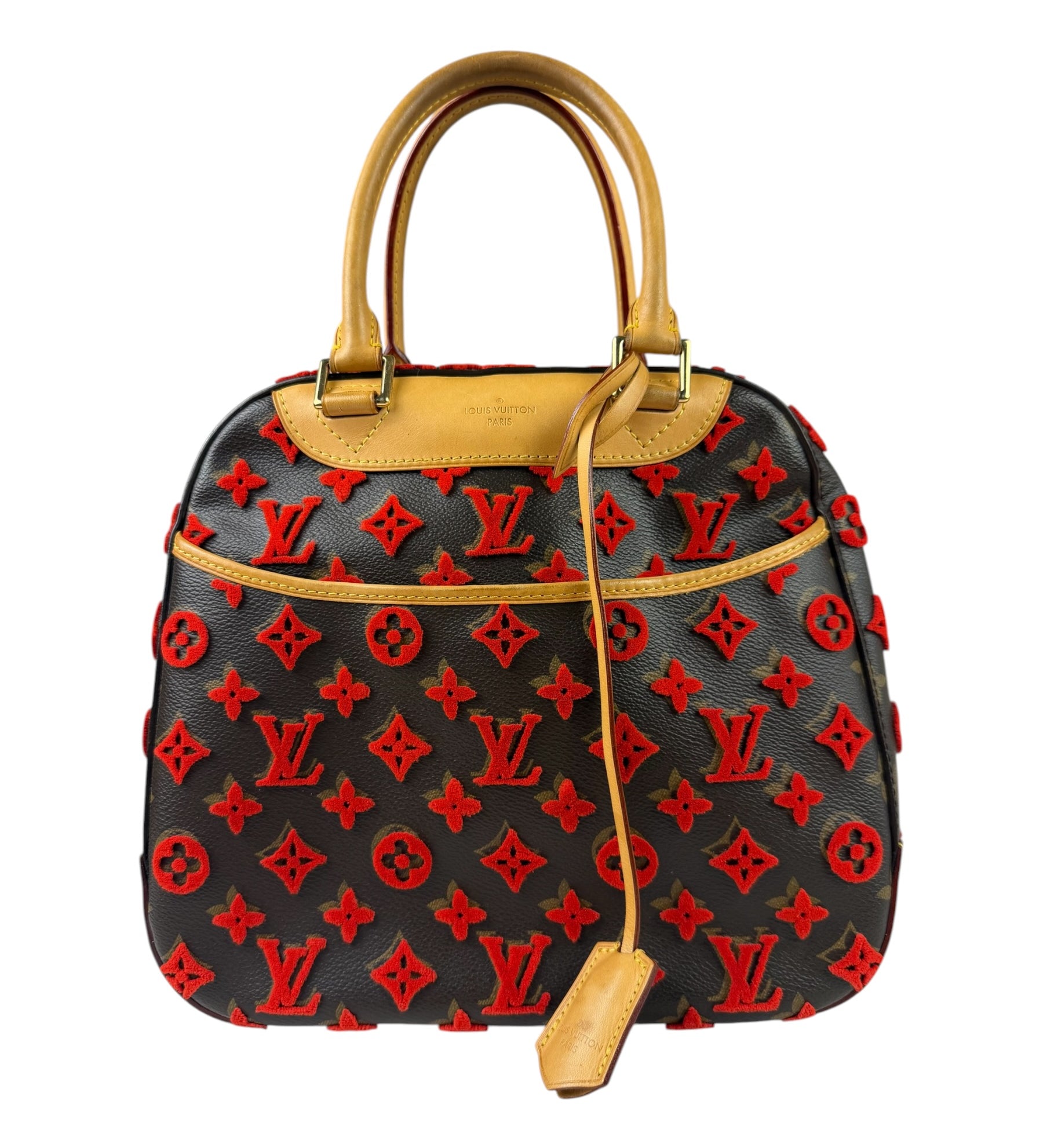 Louis Vuitton Limited Edition Deauville Cube Rosso Handbag Red