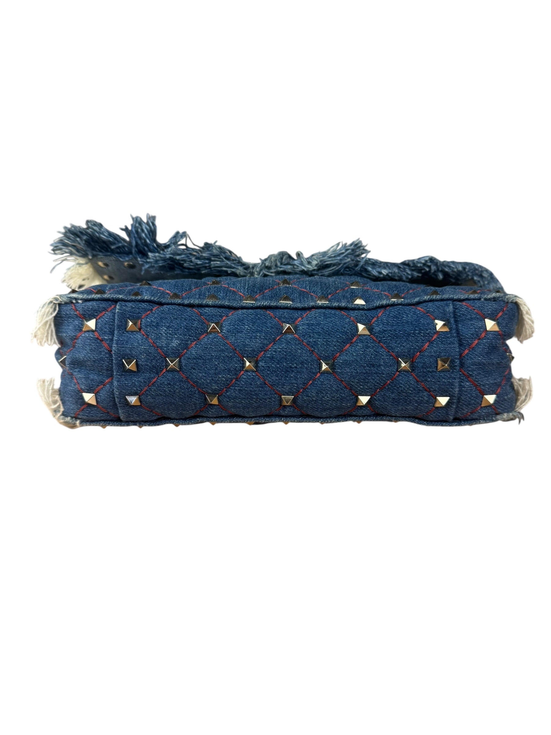 Valentino Garavani Denim Rockstud Spike Shoulder Bag