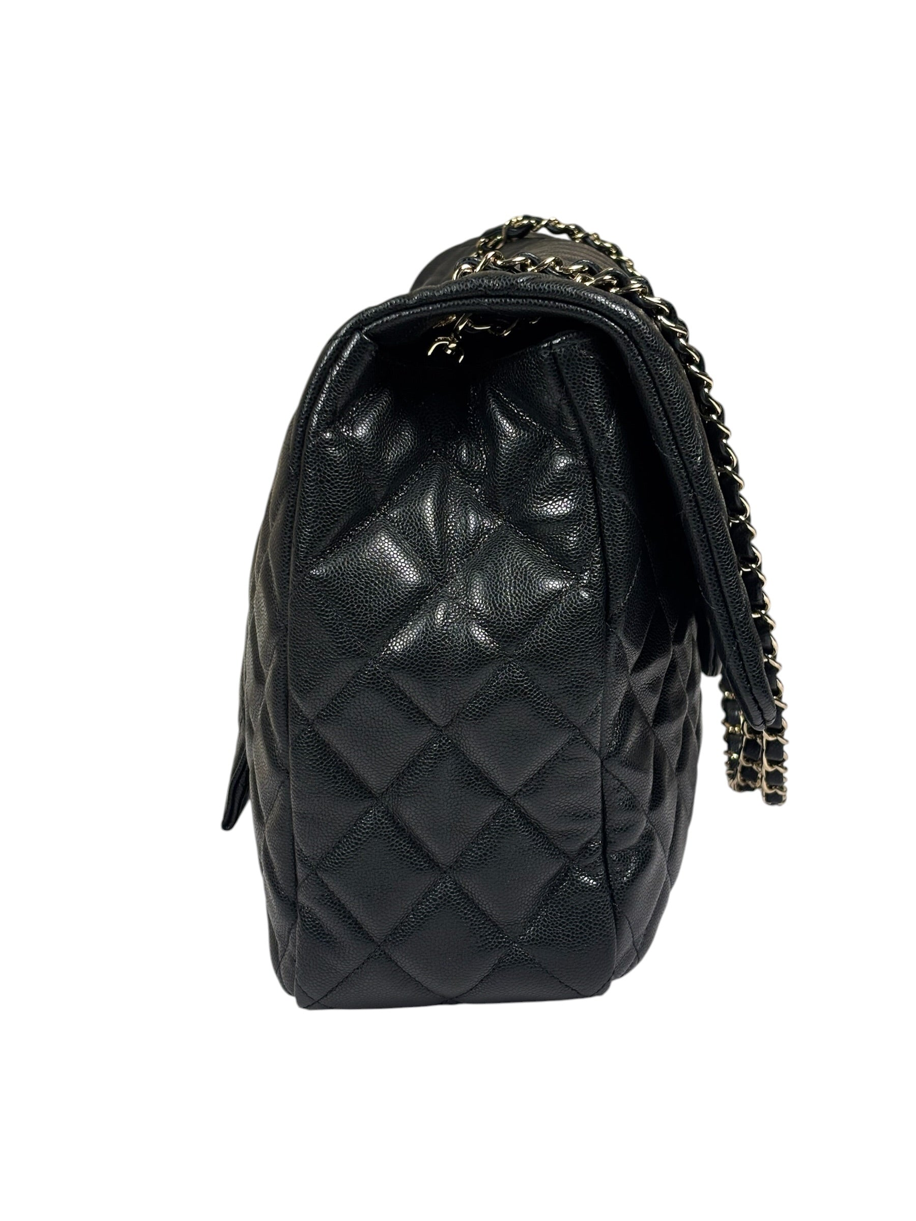 Chanel Black Quilted Caviar Jumbo Flap Bag 2021