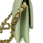 Chanel Green Quilted Leather 19 Flap Chain Card Holder 2021