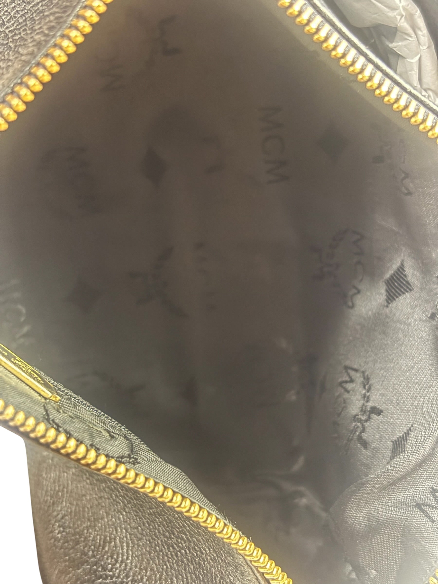 MCM Vintage Black Pebbled Leather Bowler Pochette