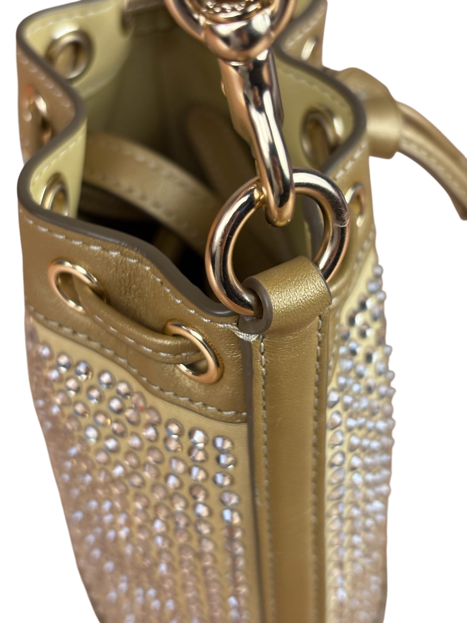Coach Yellow Gold Mini Bucket Crystal Two-Way Bag