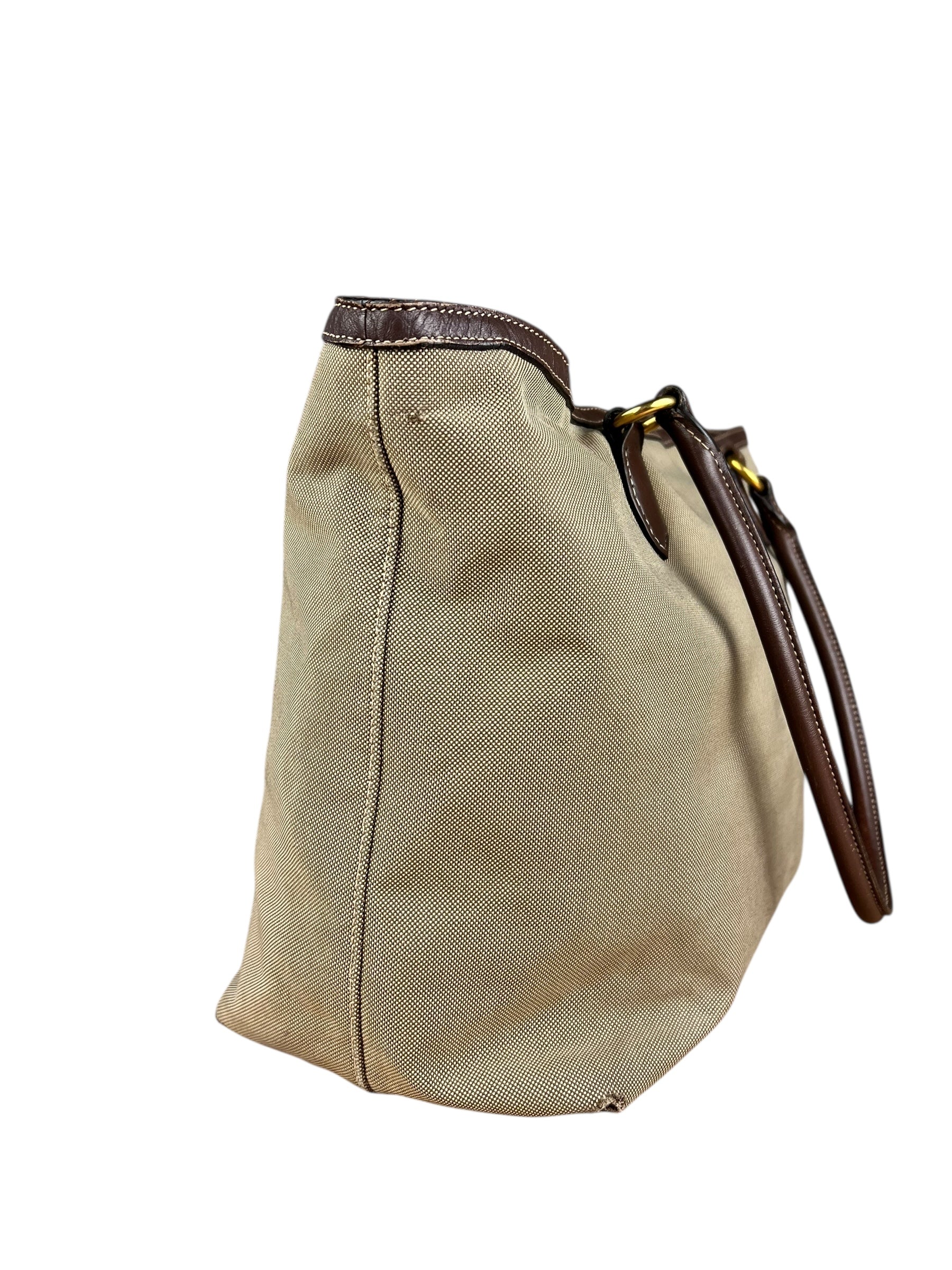 Prada Vintage Jacquard Logo Tote Brown