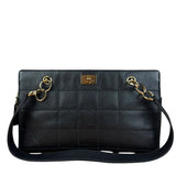 Chanel Black Choco Bar Stitch Caviar Chain Tote 2002