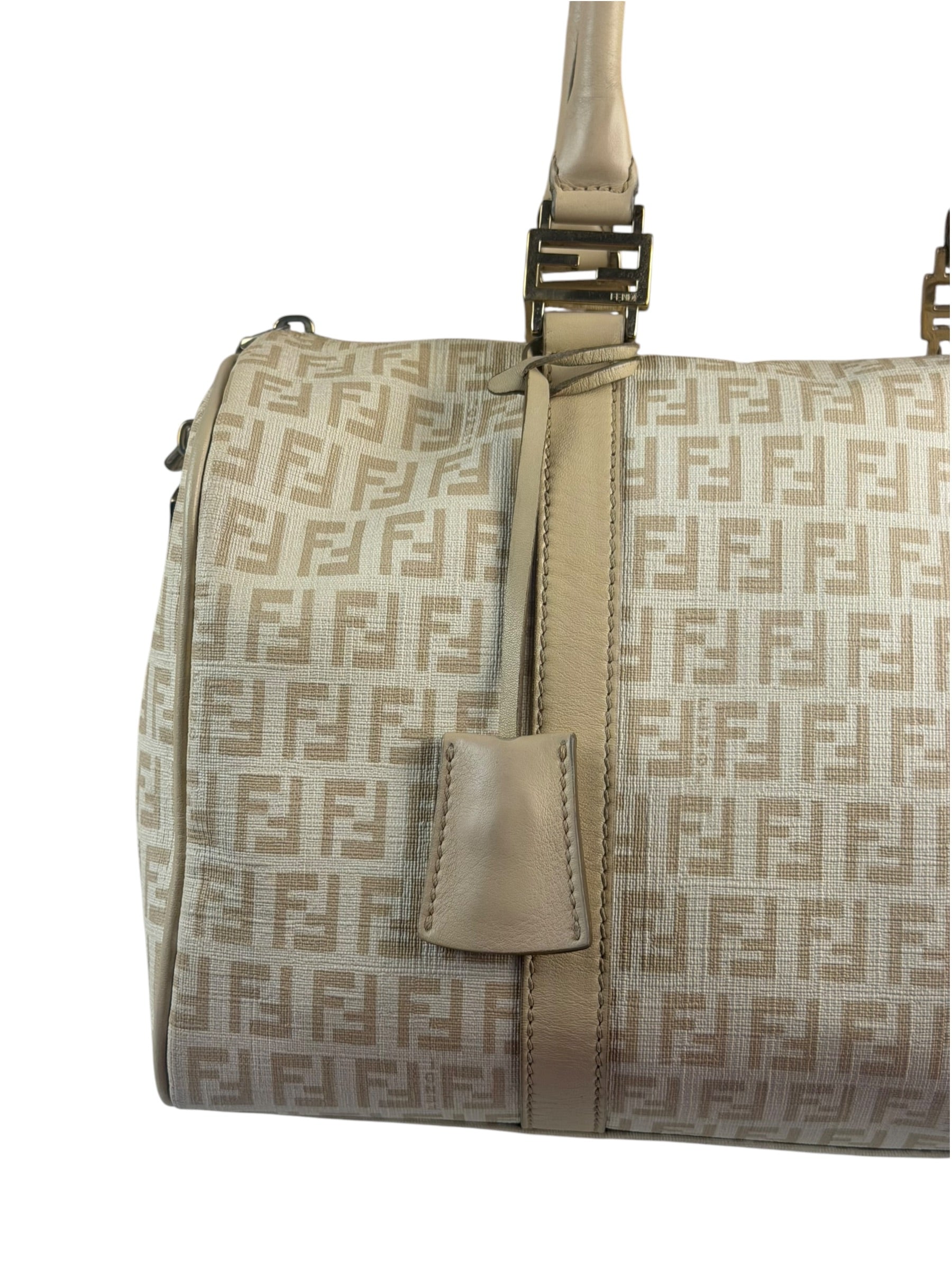 Fendi Vintage Beige Zucca Mini Boston Bag