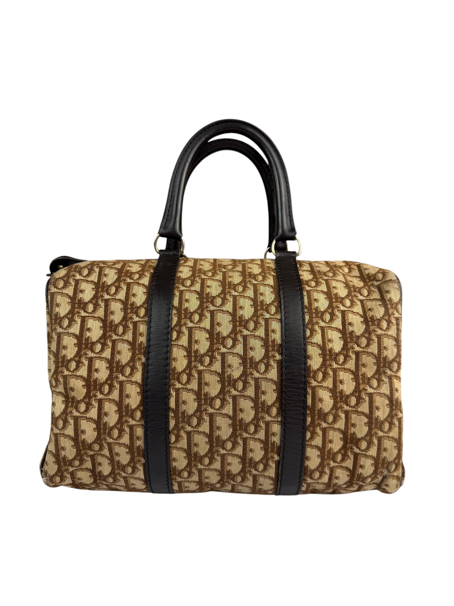 Christian Dior Brown Leather Trotter Boston Handbag