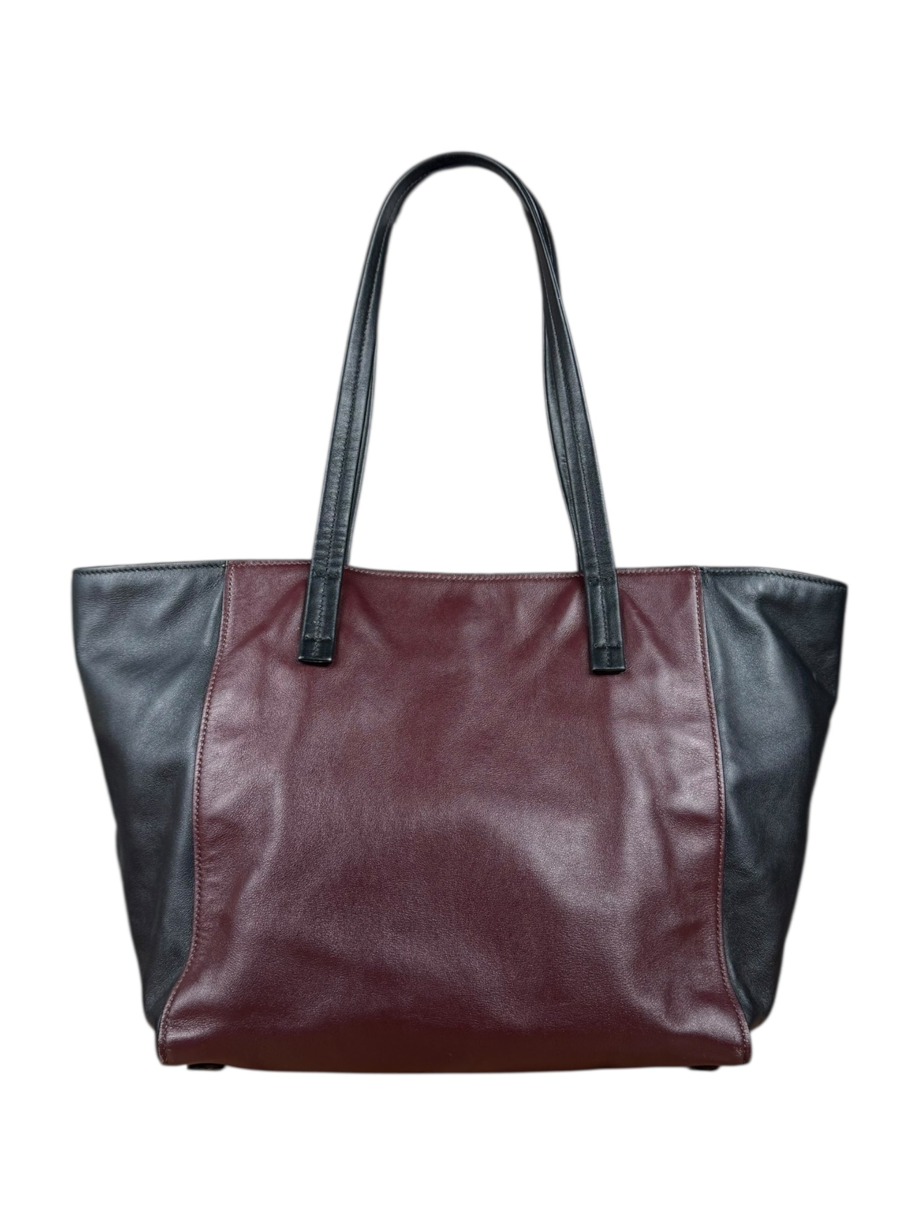 Prada Black/Burgundy Leather Shoulder Tote