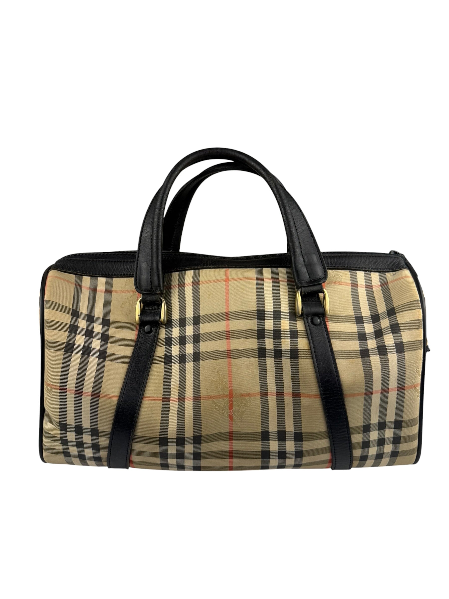 Burberry Vintage Haymarket House Small Boston Bag