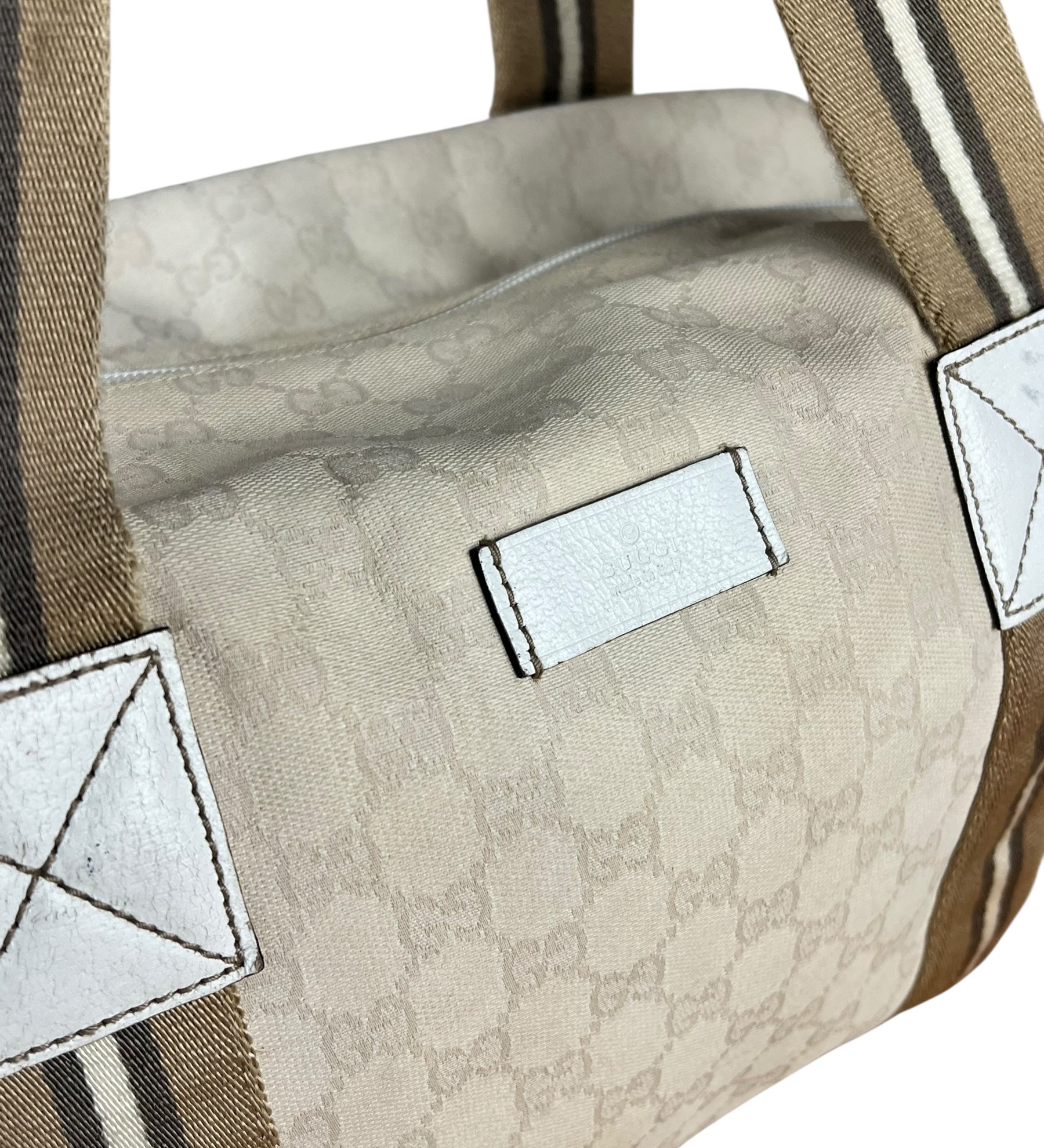 Gucci Vintage Tan/Ivory GG Canvas Mini Boston
