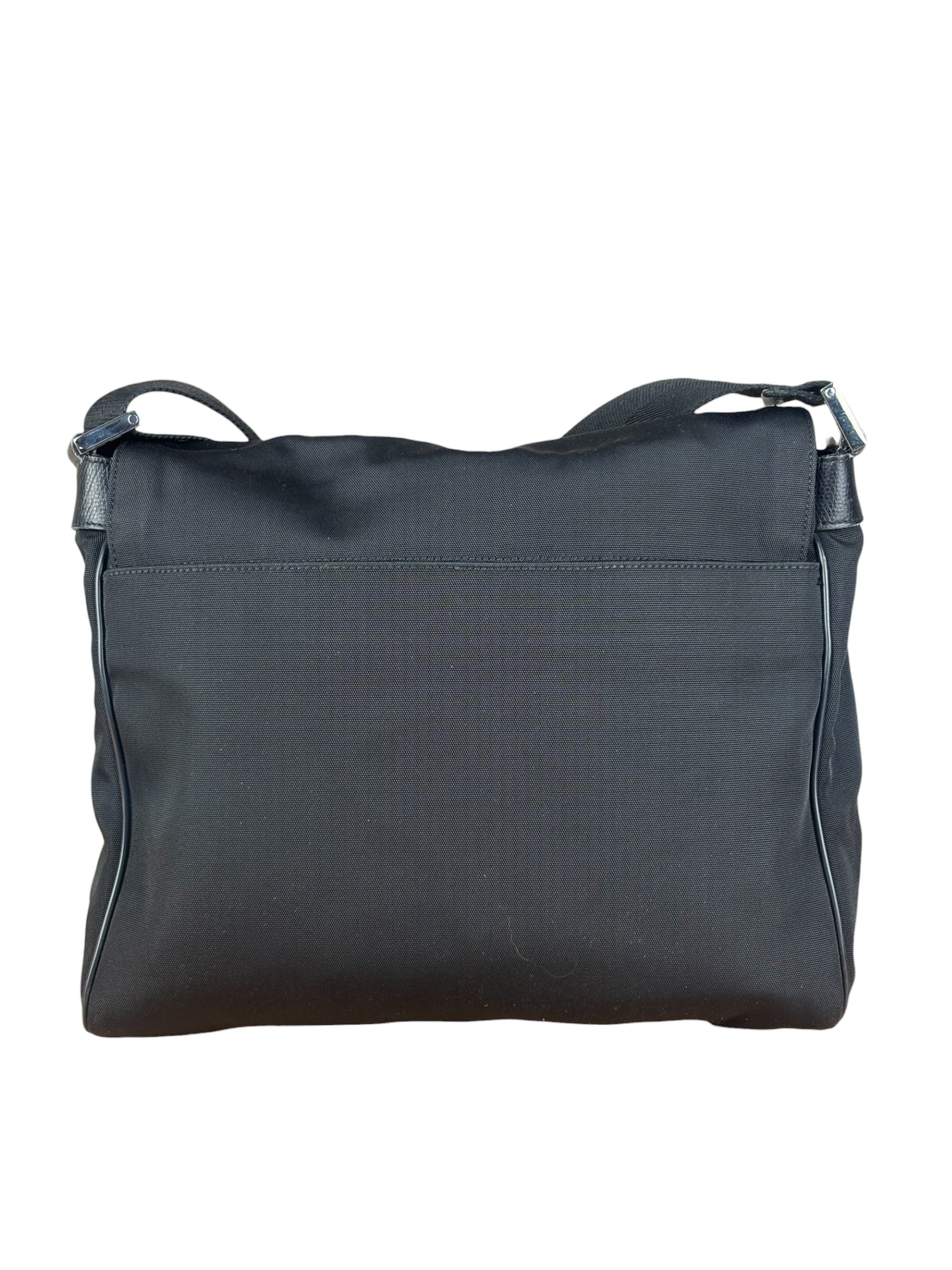 Gucci Black Canvas Flap Messenger Bag