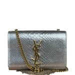 Yves Saint Laurent Metallic Silver Leather Kate Small Tassel Shoulder Bag