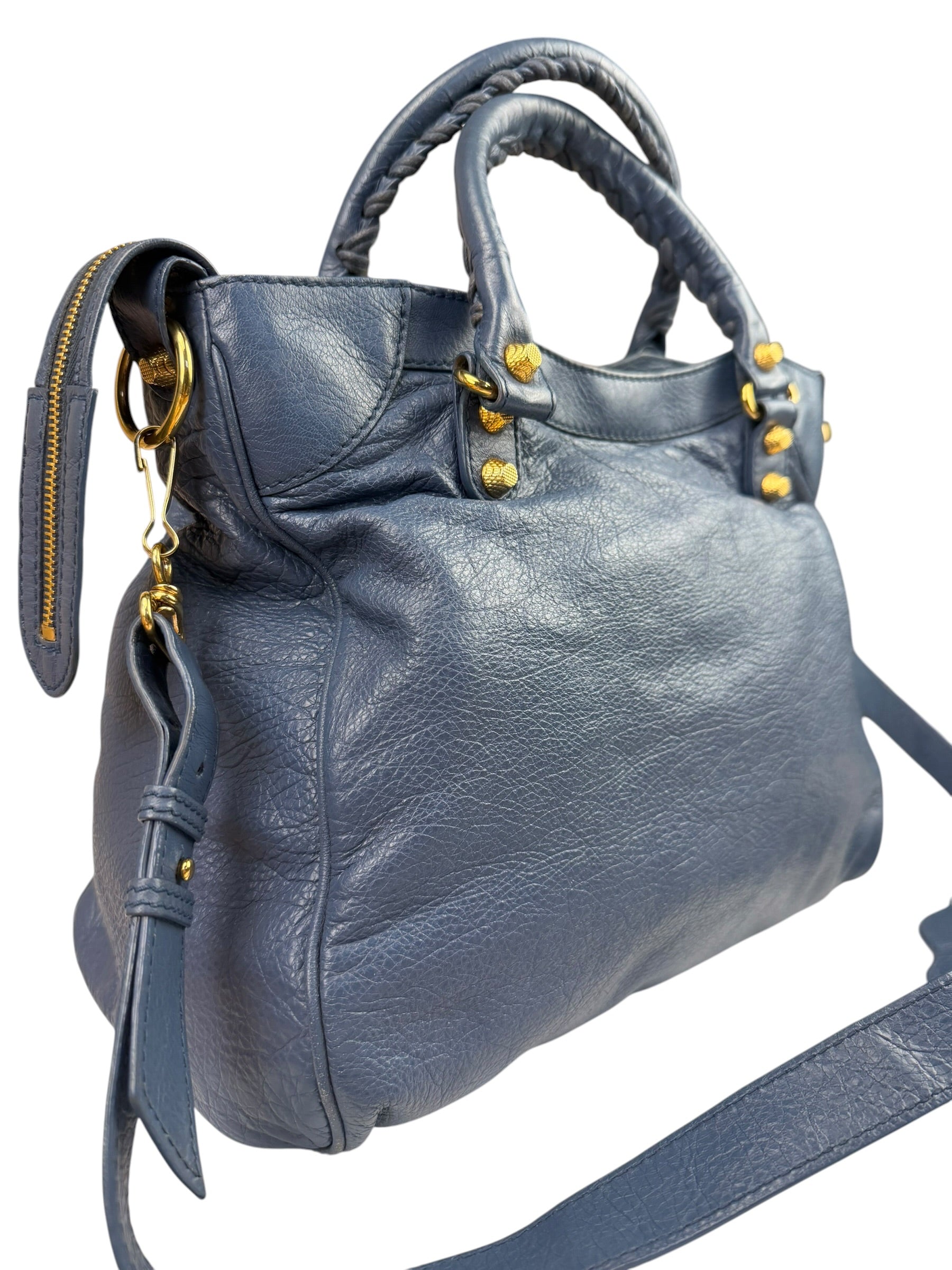Balenciaga Mist Blue Leather Sunday City Bag