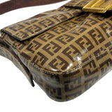 Fendi Brown Vinyl Zucca Baguette