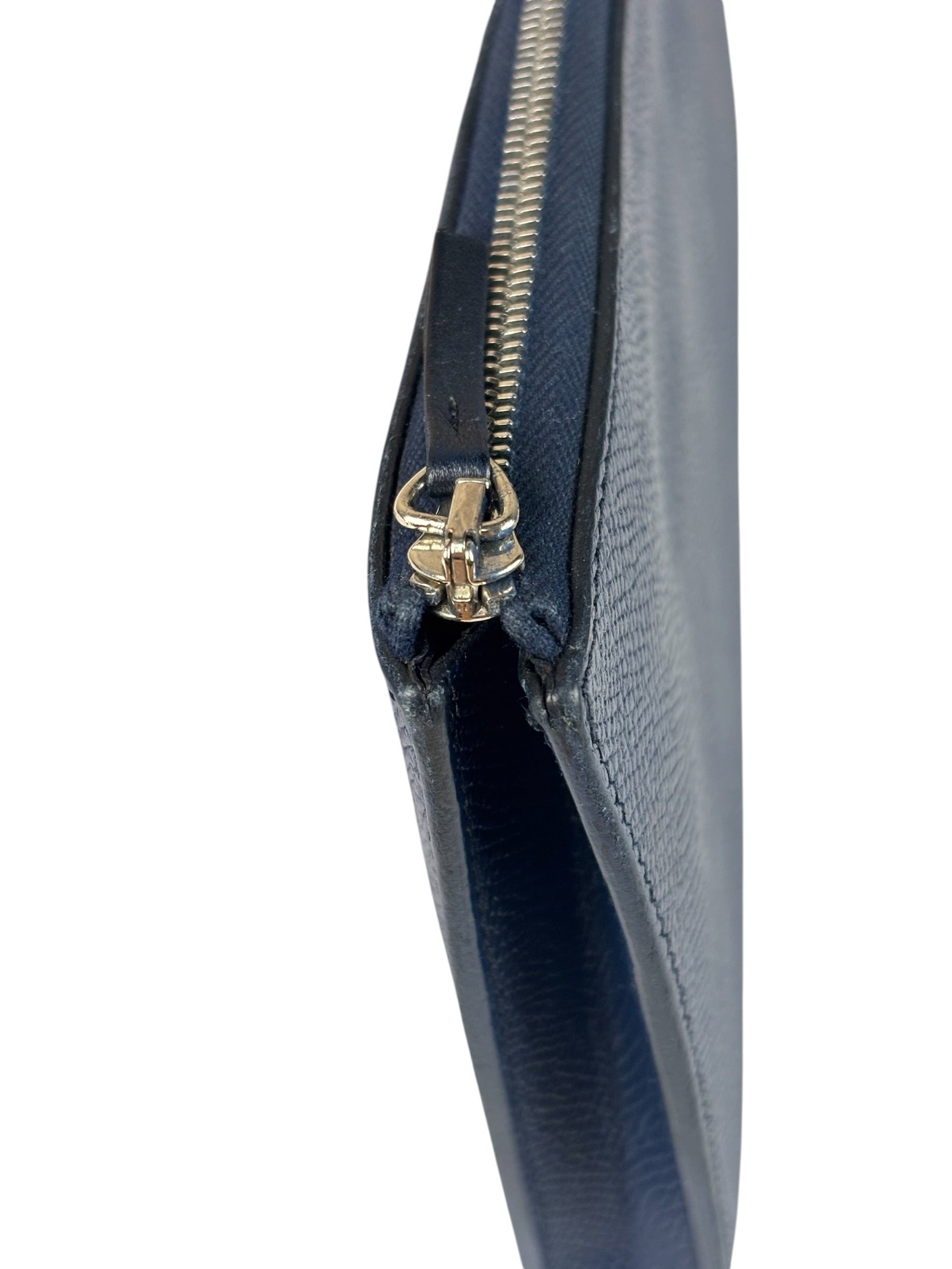 Hermes Navy/Burgundy Silk'In Classique Long Wallet