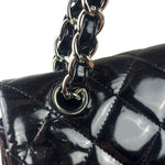 Chanel Black Patent Leather Quilted Leather Double Flap Jumbo Bag 2012