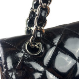 Chanel Black Patent Leather Quilted Leather Double Flap Jumbo Bag 2012