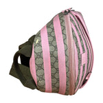 Gucci Pink Stripped Kids GG Supreme Canvas Backpack