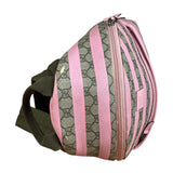 Gucci Pink Stripped Kids GG Supreme Canvas Backpack