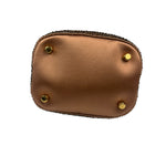 Versace La Medusa Brown Satin Crystal Embellished Mini Bucket Bag