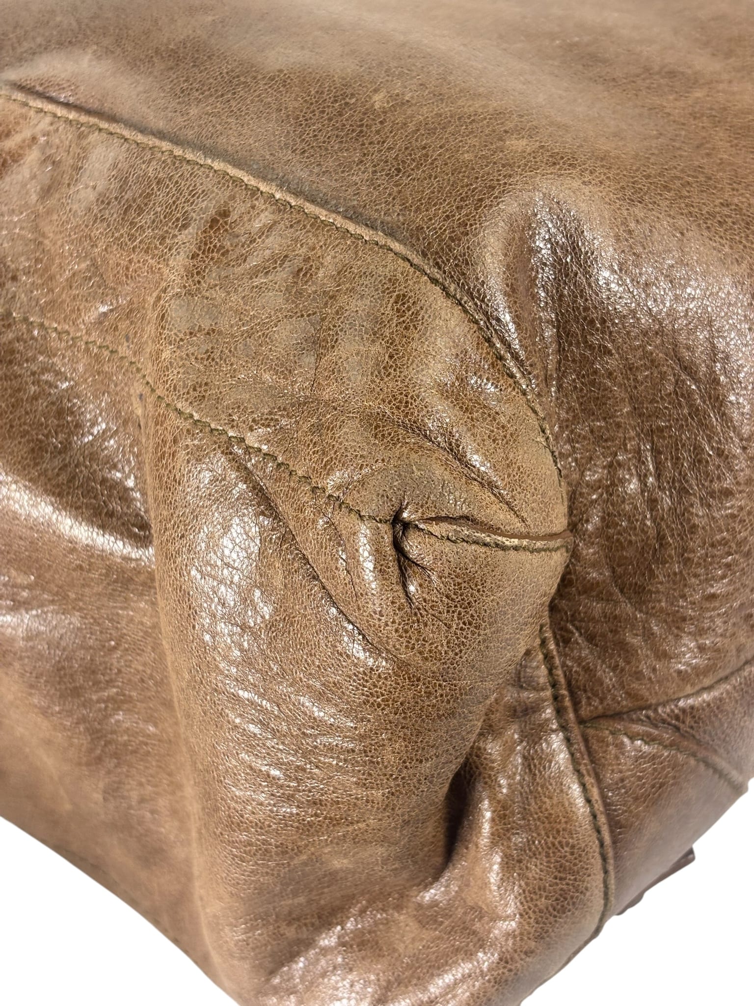 Balenciaga Brown Lambskin Day Moto Hobo Bag