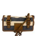 Burberrry Multicolor Leather Trim Striped Crossbody Bag