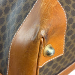 Celine Brown Leather Canvas Macadam Travel Handbag