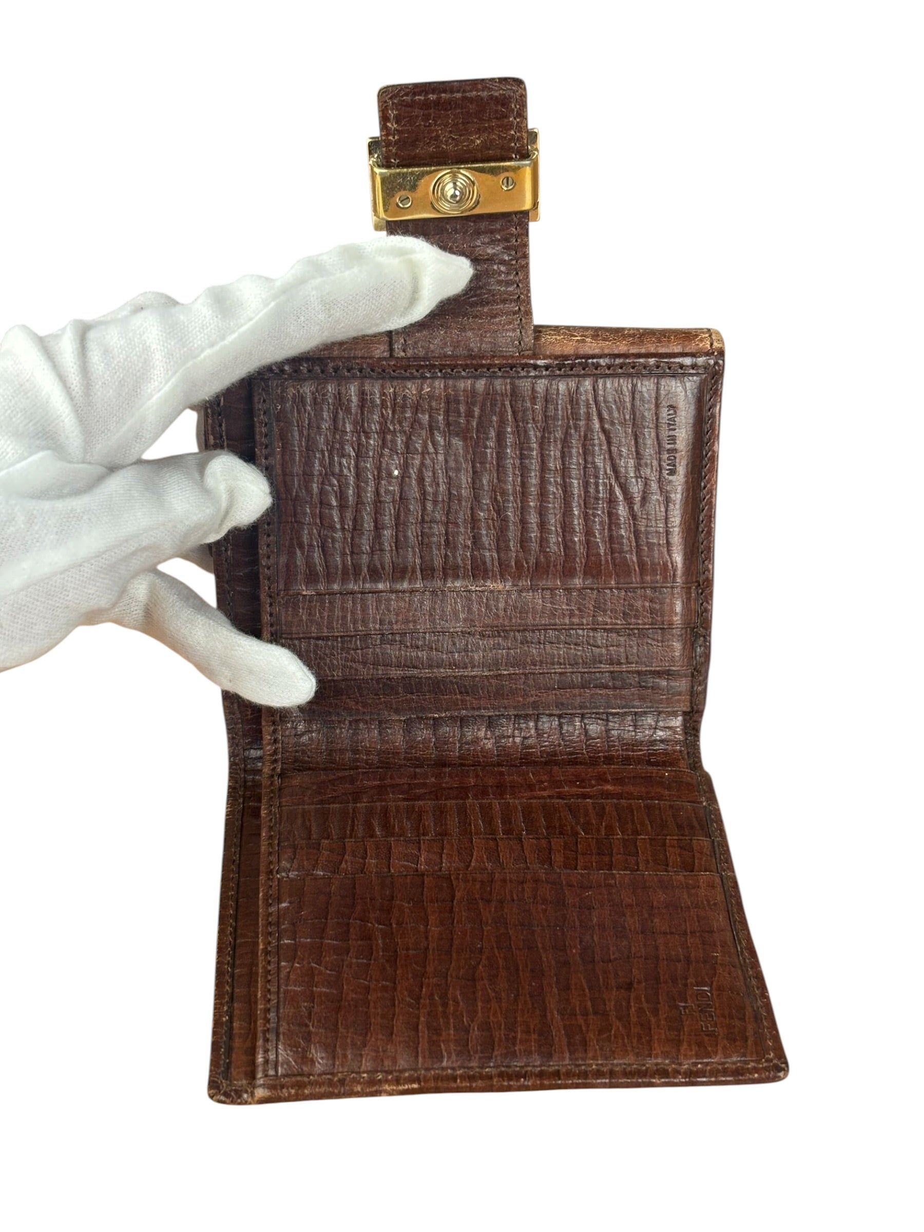 Fendi FF Buckle Canvas Print Compact Wallet