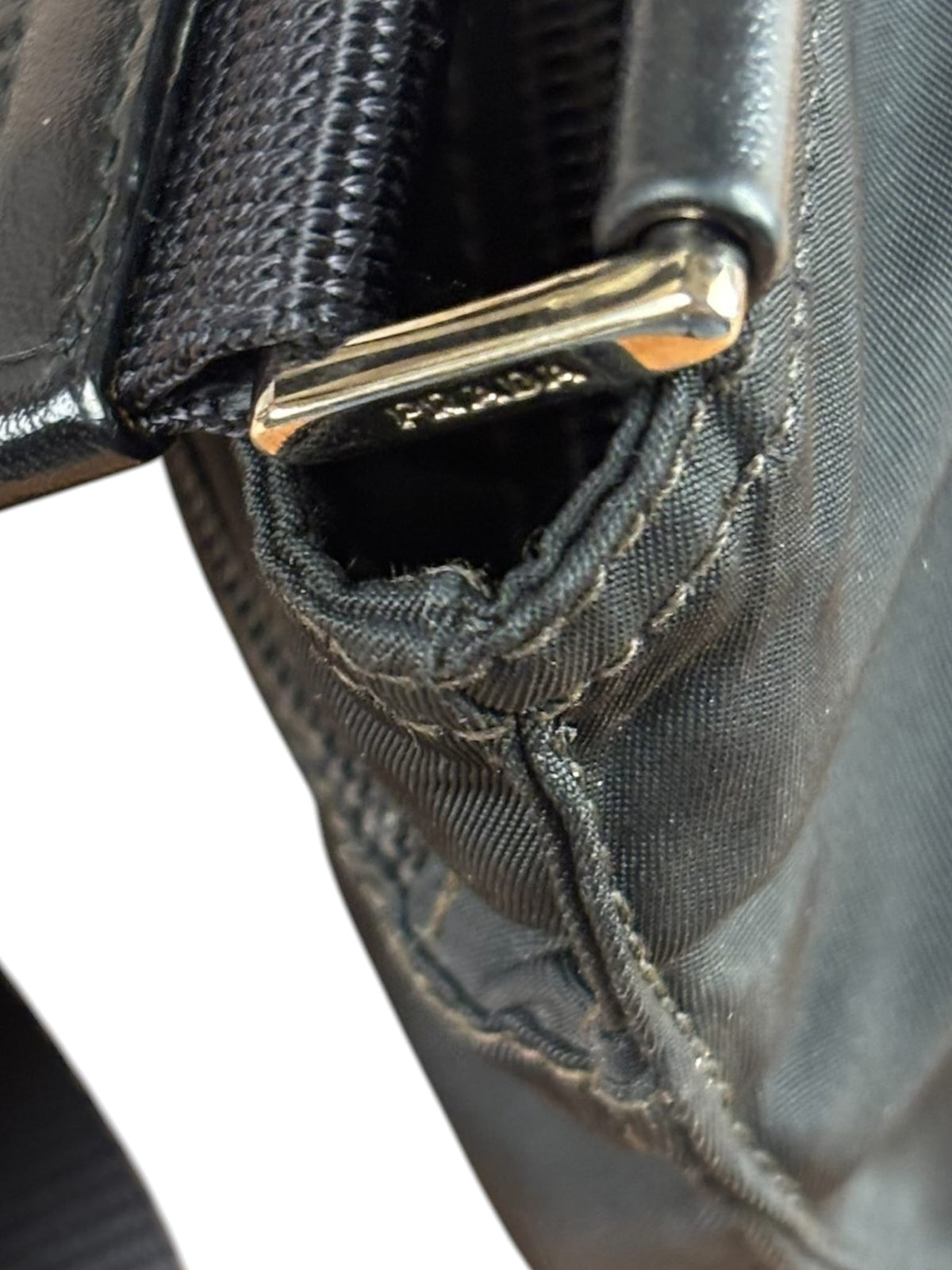 Prada Black Vela Nylon Flat Crossbody Bag