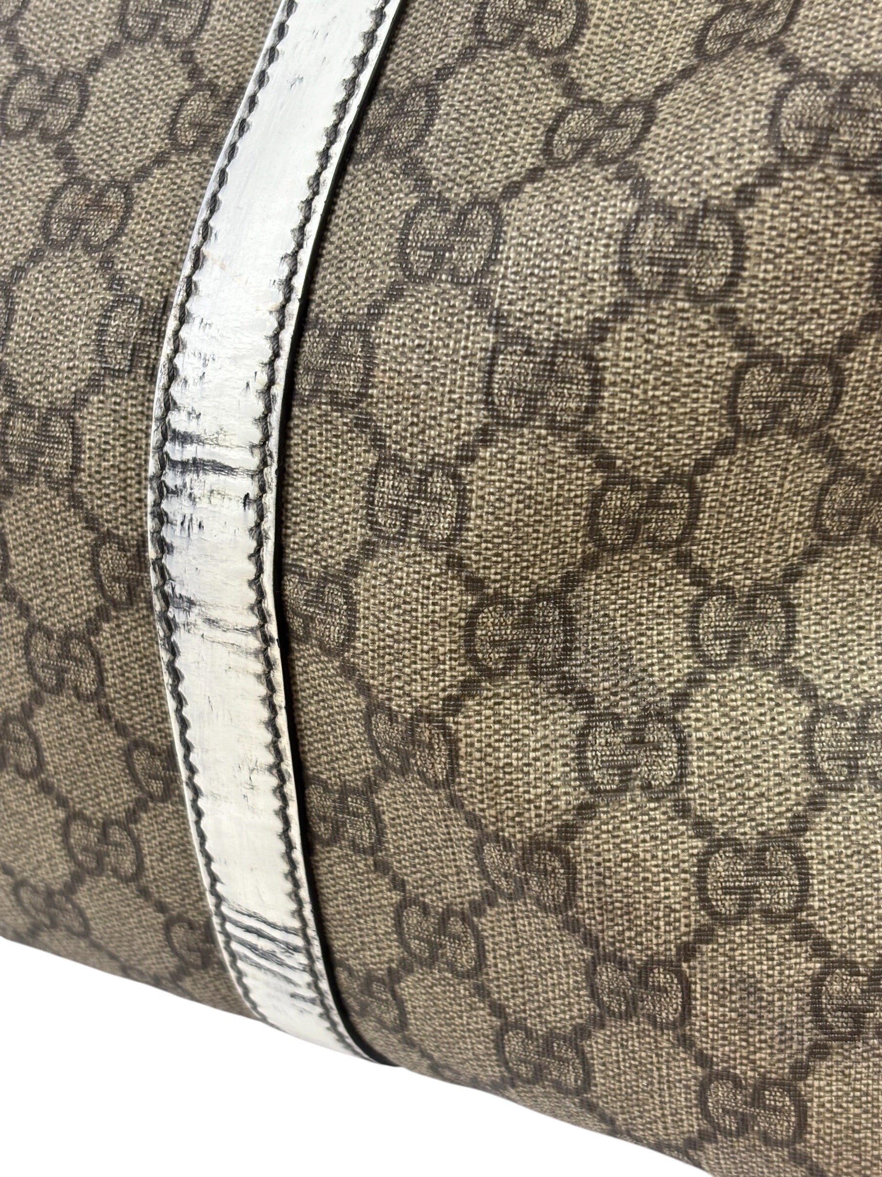 Gucci Beige/White Leather Trim GG Joy Boston Bag