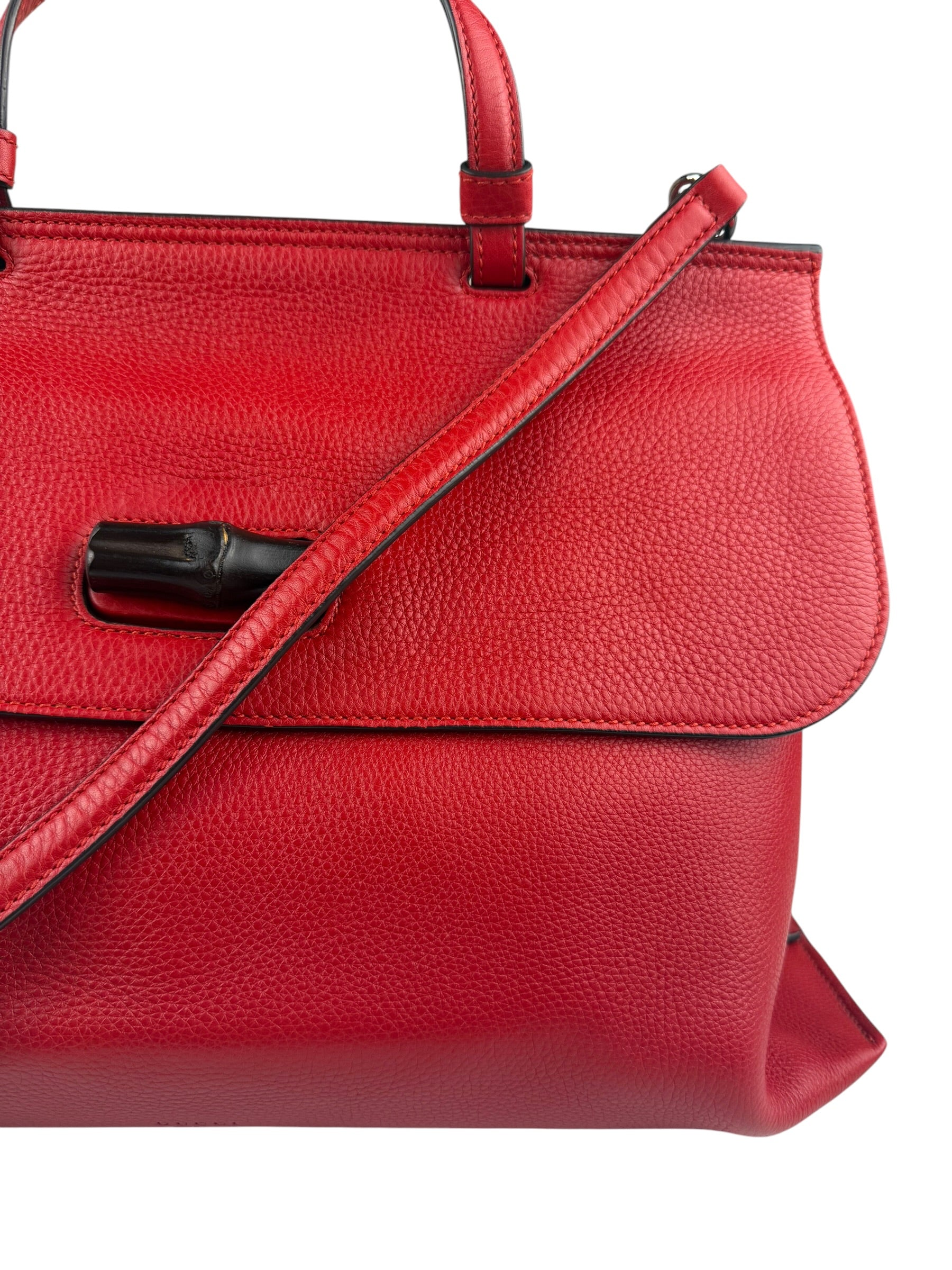 Gucci Red Bamboo Daily Leather Bag