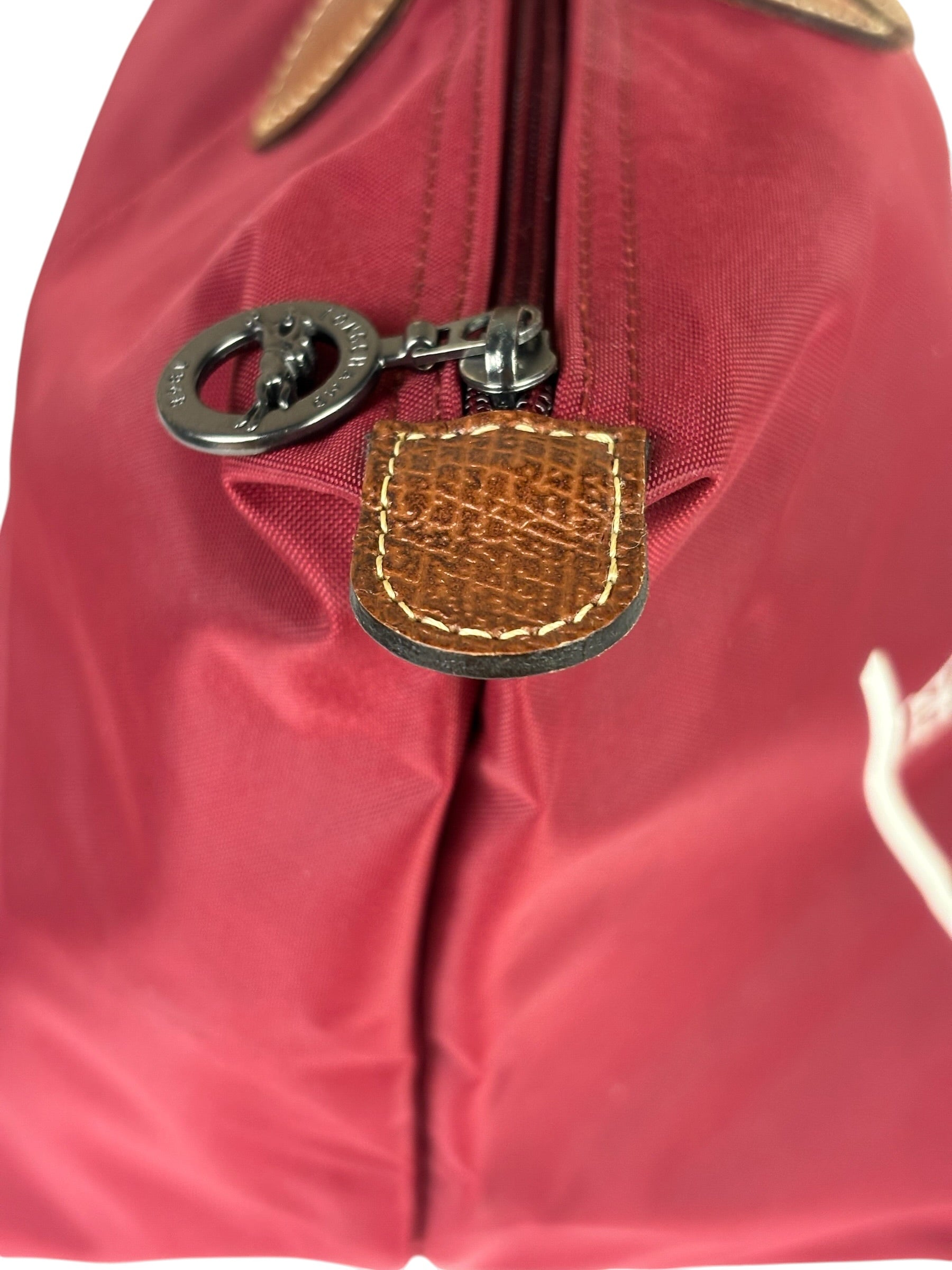 Longchamp Red Leather Trim Le Pliage Paris Eiffel Tower Tote Bag