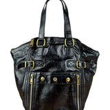 YSL Vintage Black Patent Leather Downtown Handbag