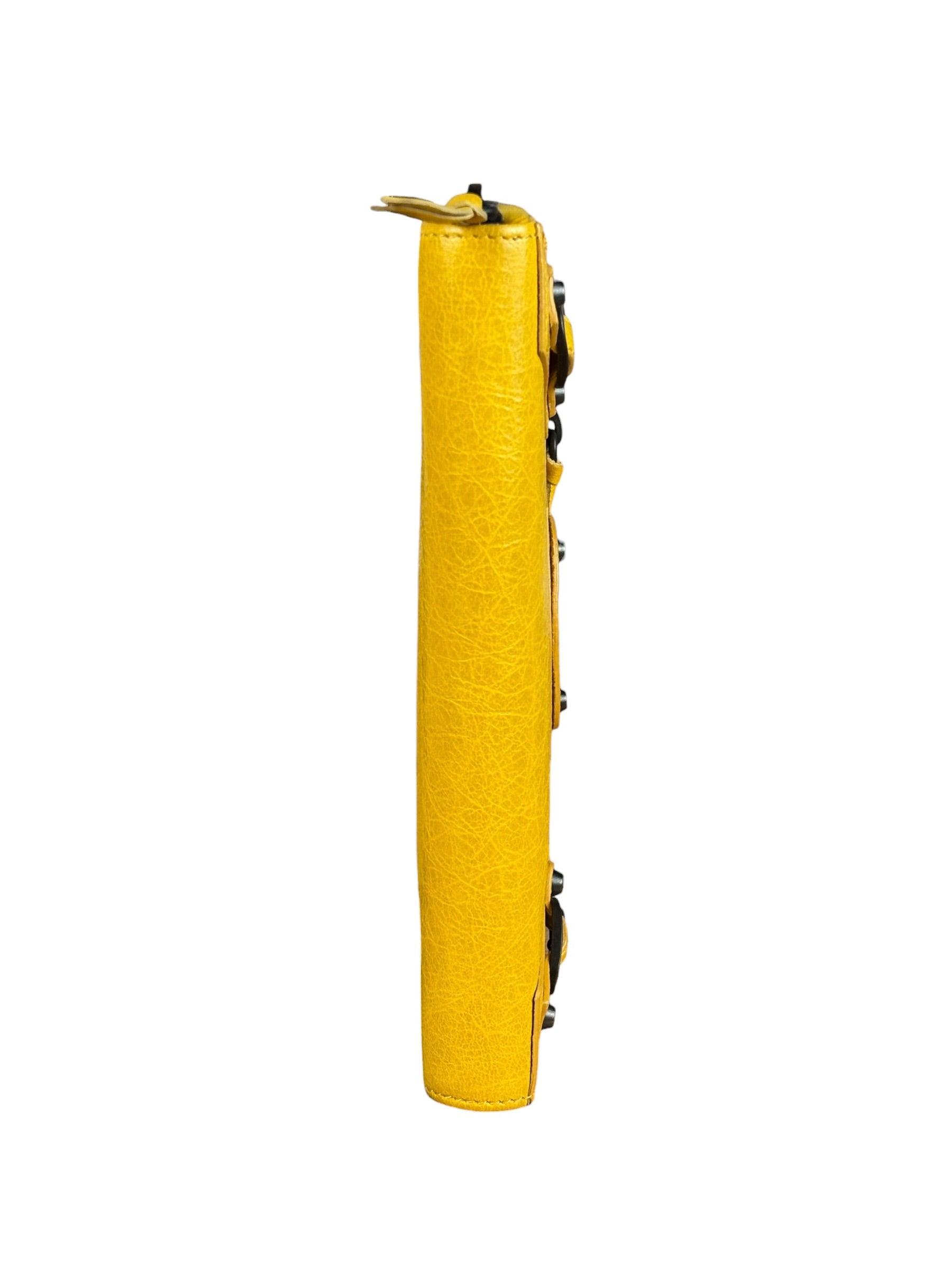 Balenciaga Yellow Leather Moto Zip Wallet