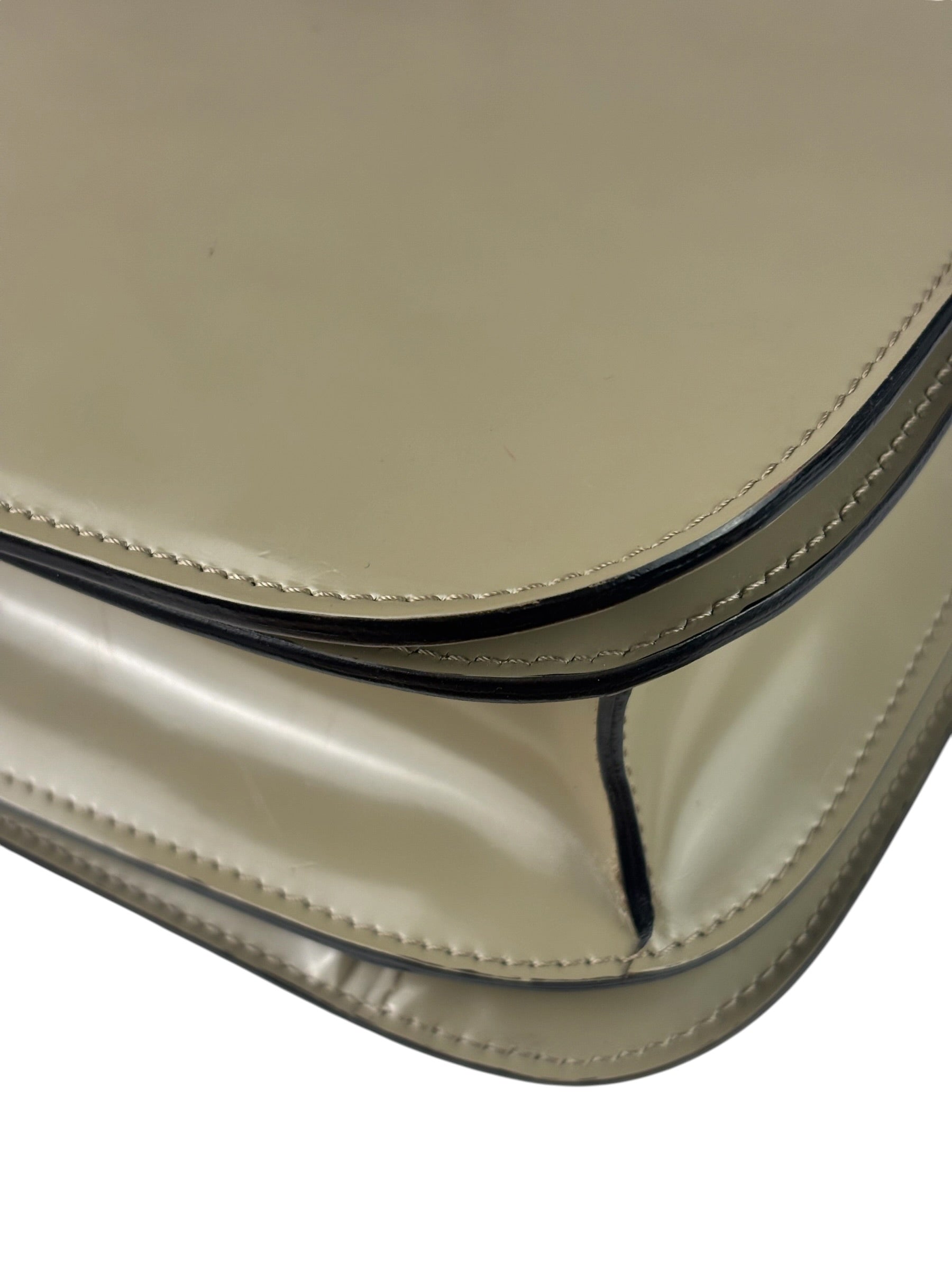 Celine Light Beige Patent Leather Classic Box Shoulder Bag