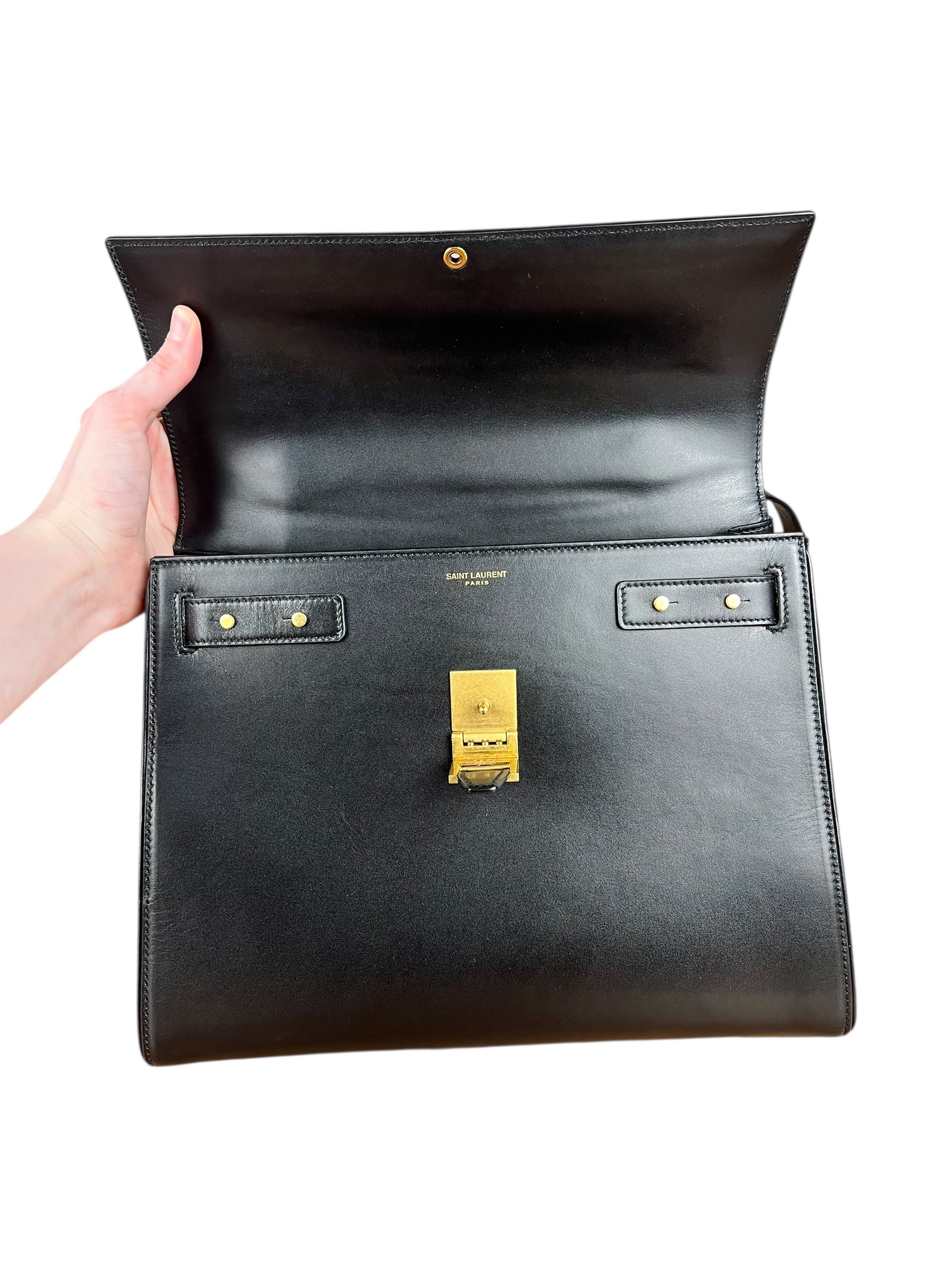 Saint Laurent Le Fermoir Top Handle 2Way Black