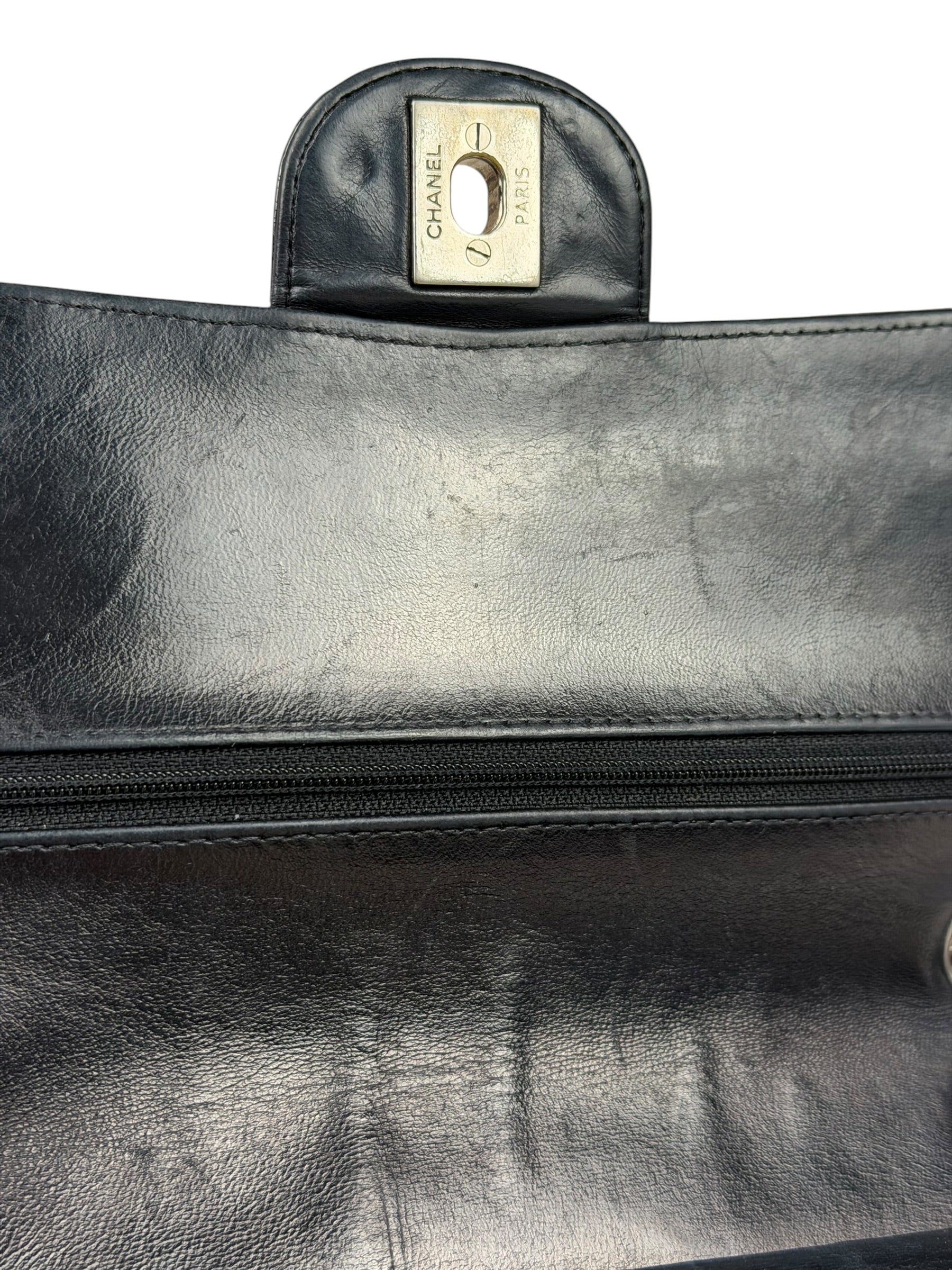 Chanel Black Patent Quilted Leather Double Flap Bag